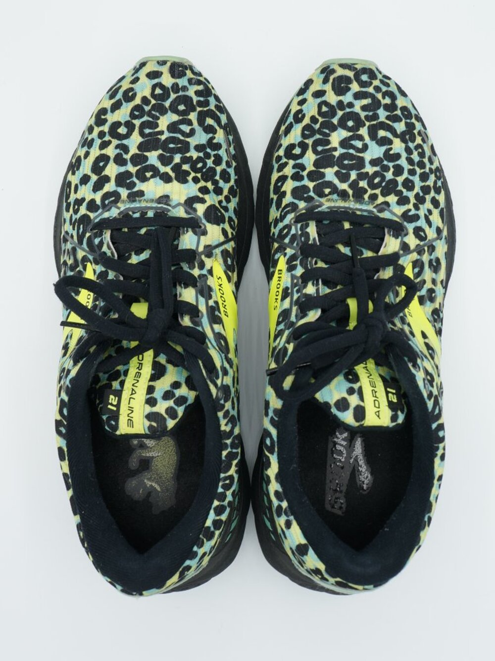 Brooks Adrenaline GTS 21 Women's Size 10 Teal Neon Leopard Print Running Shoes - Picture 8 of 10